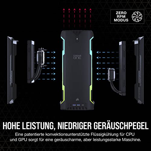 Corsair ONE i300 Kompakter Gaming-PC (Intel Core i9-12900K-CPU, NVIDIA GeForce RTX 3080 Ti-Grafikkarte, 32 GB CORSAIR Vengeance DDR5-Arbeitsspeicher, Thunderbolt 4, Windows 11 Pro) Schwarz