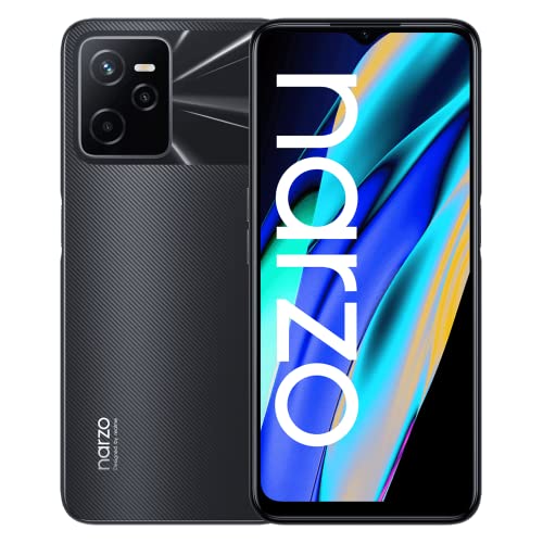 realme Narzo 50A Prime - 4+64GB Smartphone 16,7 cm (6,6'') FHD+-Vollbildschirm, 50 MP KI-Dreifach-Kamera, Starker 5000-mAh-Akku, Starker Unisoc T612-Prozessor, Flash Black, ohne Netzteil