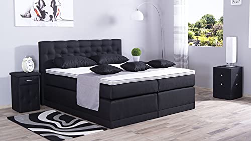 AUKONA Boxspringbett Helena 180x200, 7-Zonen-Taschenfederkern-Matratze mit Komfortschaum Topper, H2 H3 H4, Doppelbett, Lieferung und Aufbau kostenlos