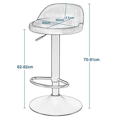 EUGAD Barhocker 2er Set 360° Drehstuhl Barstuhl mit Rückenlehne Fußstütze 120kg belastbar höhenverstellbar (61- 82cm) Samt Metall Dunkelgrau 0823BY-2