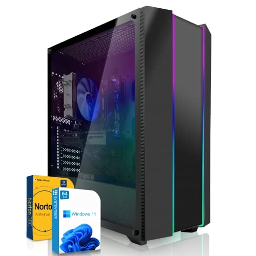 SYSTEMTREFF® Gaming PC AMD Ryzen 5 5600G 6x4.4GHz | AMD RX Vega 7 4K HDMI DX12 | 256GB M.2 NVMe | 16GB DDR4 RAM | Windows 11 | WLAN Desktop Computer Rechner für Gamer, Zocker