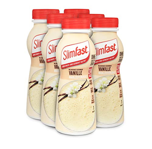 Slim Fast Fertigdrink Vanille 6er Pack I Fertiggetränk mit hohem Eiweißanteil & reduzierten Kalorien I Gebrauchsfertige Trinkmahlzeit für eine gewichtskontrollierende Ernährung I 6 x 325 ml