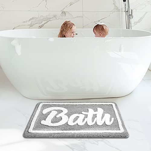 DEXI Badematte,rutschfest Badezimmerteppich Flauschiger Mikrofaser Badteppich Maschinenwaschbare Badvorleger für Bad, Badezimmer,Toilette - 50 x 80 cm,Grau