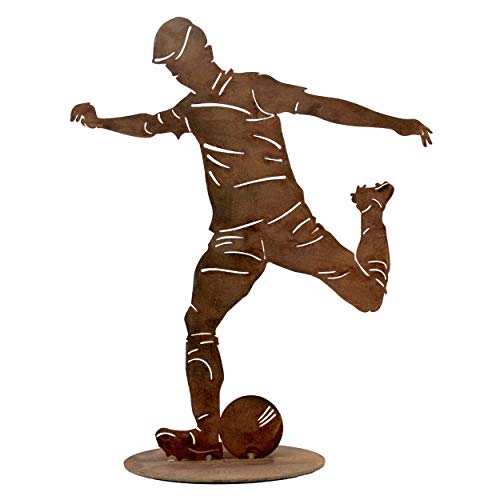 Rostikal Fußball Deko Geburtstag Geschenk 40 cm - Gartendeko Figuren Rost Edelrost