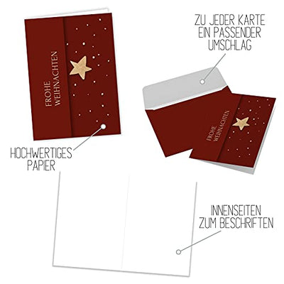 Weihnachtskarten mit Umschlag Set (12 Stück) - A6 Klappkarten für Weihnachten - Christmas Postkarte mit Umschlägen für deine Weihnachtsgrüße - Coole Weihnachtspostkarten mit und ohne Sprüche