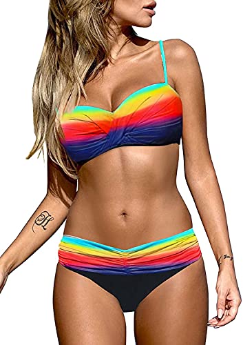 Dokotoo Damen Bikini Set Sexy Push Up Badeanzug Zweiteilige Bademode Swimsuit, Mehrfarbig, S