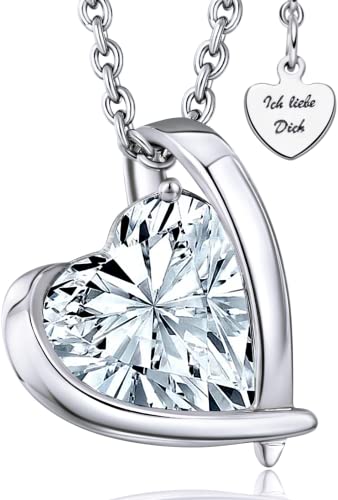 Herzkette Silber 925 Halskette Damen *Ich Liebe Dich* Kette Silberkette Herzanhänger Herz Schmuck Geschenke für Frauen Freundin Sie zum Geburtstag Hochzeitstag Jahrestag Liebesbeweis Liebesgeschenk