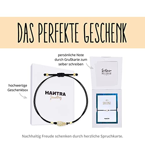 HANTRA Schutzengel Armband Damen mit echtem 925er Sterling (23K vergoldet) - handgefertigtes Geschenk und Glücksbringer für Freunde und Familie - Armband wird geliefert in plastikfreier Geschenkebox