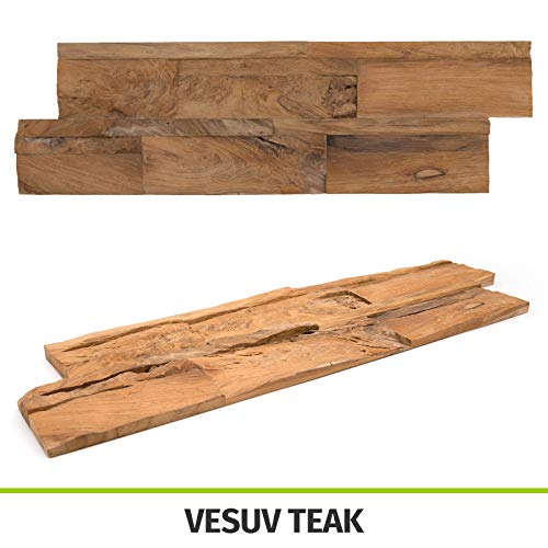 HORI® Wandverkleidung Wandpaneele aus Holz in 3D Optik I Modell: Vesuv Teak I Inhalt: 10m²