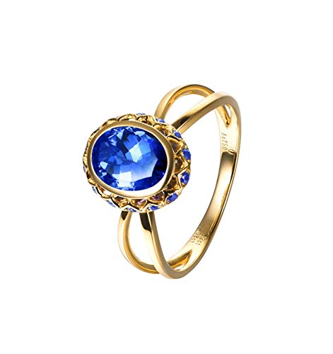 ANAZOZ Echtschmuck Damen Ring 18 Karat Weißgold Kreuz Luxus Ringe für Frauen 1.32ct Saphir Verlobungsring Ehering Saphir Ringe Größe 62 (19.7)