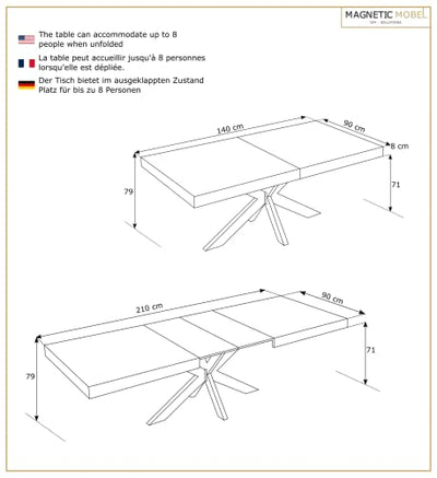 Ausziehbar Esstisch Avia Esszimmertisch Wohnzimmertisch Küchentisch mit Tischgestell Spider (Tischgestell: Gold, Marmur)