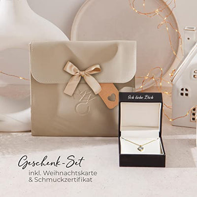 Amoonic Damen Herzkette *Affection* aus Silber 925 Gold vergoldet mit Zirkonia Herz-Anhänger I Eine Halskette zum Verlieben | Perfektes Liebesgeschenk