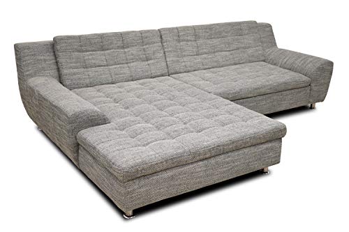 DOMO Collection Morton Ecksofa | Sofa mit Schlaffunktion in L-Form, Eckcouch mit Bett, weiß-grau, 304x200x84 cm