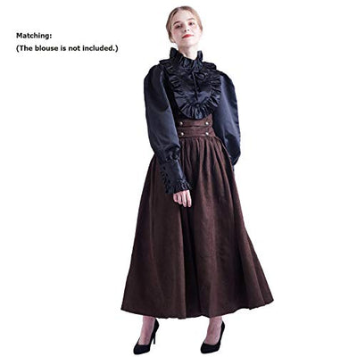 BLESSUME Steampunk Rock Lang Mittelalter Gothic High Taille Skirt (L, Braun)