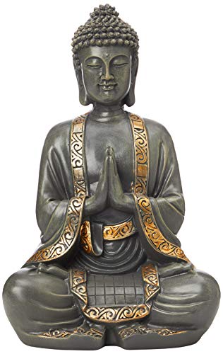 zen' Light Große Statue Buddha Vermittlung, Kunstharz, Bonze, 15 x 24 x 37.5 cm