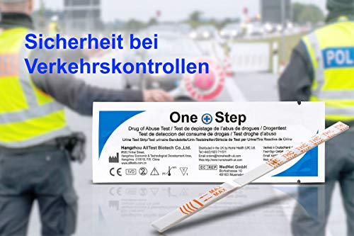 5 x One+Step THC Urintest, Drogentest Cannabis Marijuana Haschisch, Urin Teststreifen für den Schnelltest, hohe Sensitivität Cut-off: 20 ng/ml (5)