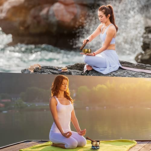 GPEESTRAC Tibetische Klangschalen Set Handgemachte Meditation Zubehör für Yoga, Entspannen, Selbsthypnose 3,5 Zoll Klangschale Klein mit Halskette als Geschenk