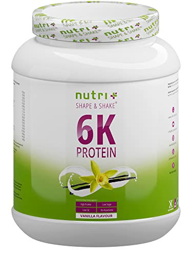 Protein Vanille 1kg - 82,4% Eiweiß - Proteinpulver - 6-Komponenten Eiweißpulver - Nutri-Plus Shape & Shake Pulver ohne Laktose - Made in Germany - 1000g Vanilla Powder