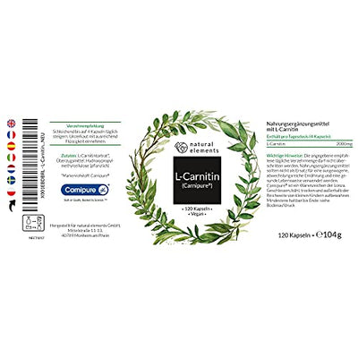 L-Carnitin 2000 - Premium: Carnipure® von Lonza - 120 Kapseln - Laborgeprüft, hochdosiert, vegan