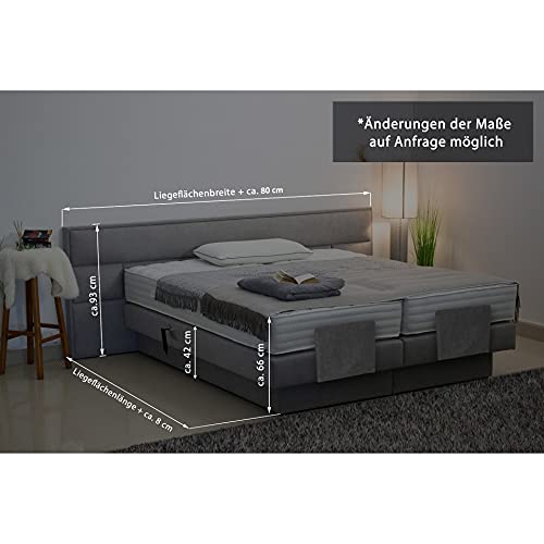 PAARA Boxspringbett Bali GM schwebend | 10.000 Newton Motorleistung | Antirutsch-Matten | Royal-WS® Taschenfederkern Matratze mit GELAX® Topper Kern | Made in Germany (200 x 220 cm)