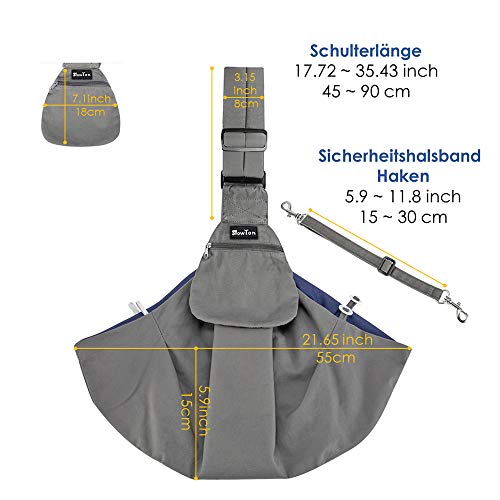 SlowTon Tragetuch Hund, Haustier Hand Schleuderträger Schultertasche Verstellbare Gepolsterte Schultergurt mit Fronttasche hundetragebeutel Metro Outdoor