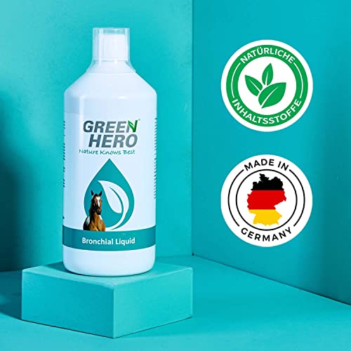 Green Hero Bronchial Liquid für Pferde mit Kräutern - Bronchialkräuter, Bronchialsaft zur Stärkung und Entlastung der Atemwege, 1000 ml