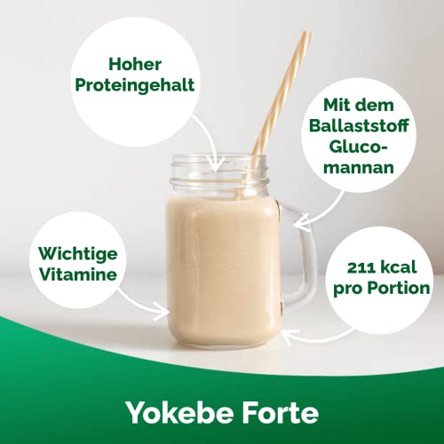 Yokebe Forte - Die Aktivkost - Diätshake zur Gewichtsabnahme - glutenfrei, laktosefrei und vegetarisch - Kalorienarmer Diät-Drink mit Proteinen - 500 g = 10 Portionen