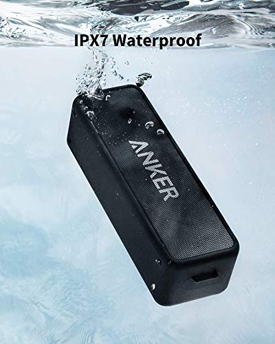 Anker SoundCore 2 Bluetooth Lautsprecher, Fantastischer Sound, Enormer Bass mit Dualen Bass-Treibern, 24h Akku, Verbesserter IPX7 Wasserschutz, Kabelloser Lautsprecher für iPhone, galaxy usw.(Schwarz)