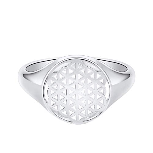 JO WISDOM Damen Ring Breit Lebensblume Silber 925,Ringe Blume des Lebens Verlobungsring,Schmuck für Frauen