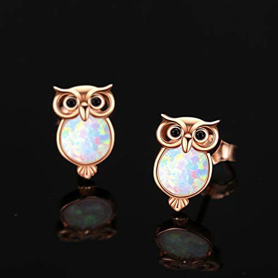 Opal Eule Ohrstecker Kette 925 Sterling Silbler Ohrschmuck Opal Ohrringe für Mädchen Ohrstecker Opal Schmuck Geschenk für Damen