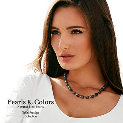 PEARLS & COLORS - Ohrringe - Prestige Schmuck - Diamant 0.080 Cts - Gold - Echte Tahiti-Zuchtperle Birne 9-10mm - Qualität A+ - Erhältlich Gelbgold und Weißgold - Damenschmuck ...