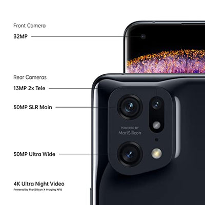 OPPO Find X5 Pro 5G Smartphone, Snapdragon 8 Gen 1, 6,7 Zoll AMOLED WQHD+ 120Hz, 50MP Dual Primärkameras, 4K Ultra Night Video, 12GB + 256GB, 5000mAh 80W Supervooc, IP68 [UK Version], Gla. ze Black