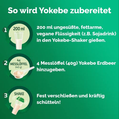 Yokebe - Die Aktivkost - Erdbeer - Diätshake zur Gewichtsabnahme - glutenfrei, laktosefrei und vegan - Diät-Drink mit Proteinen - 500 g = 12 Portionen