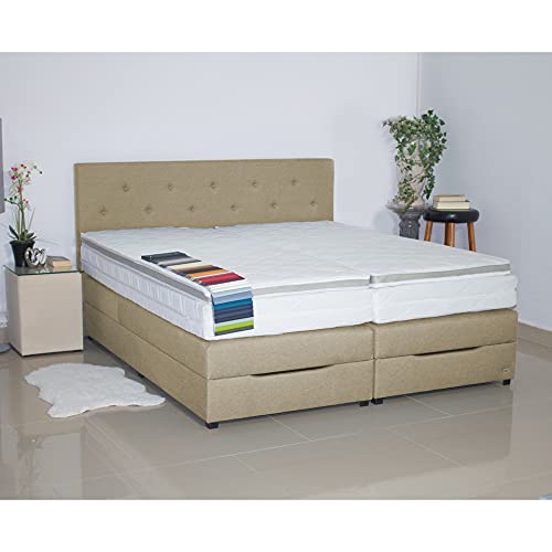 PAARA Boxspringbett mit Bettkasten Anti-Rutschmatten Taschenfederkern Matratze Kaltschaum Topper Komplettset 180 x 200 cm - Jedes Bett EIN Unikat - Made in Germany