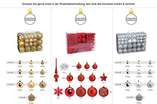 WOMA Christbaumkugeln Set in 14 weihnachtlichen Farben - 50 & 100 Weihnachtskugeln Grün aus Kunststoff - Gold, Silber, Rot & Bronze / Kupfer UVM. - Weihnachtsbaum Deko & Christbaumschmuck