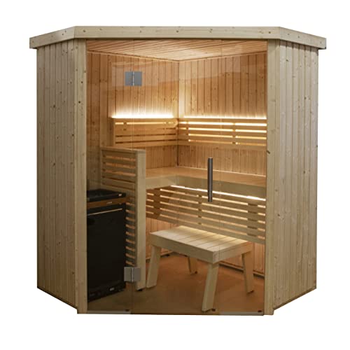 Harvia Variant View Corner Sauna Saunakabine aus Fichte ca. 163 x 163 x 201 cm