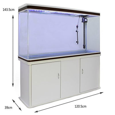 MonsterShop Aquarium Starter Komplettset Aquarium mit passendem Unterschrank Kies Aquarium-Hintergrund 143.5cm H x 120.5cm B x 39cm T