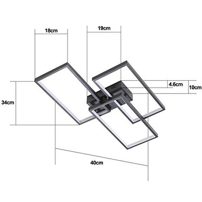 CBJKTX Deckenlampe LED Deckenleuchte dimmbar mit Fernbedienung 63W Schwarze Wohnzimmerlampe aus Metall Modern-Design für Schlafzimmer Esszimmer Wohnzimmer Arbeitszimmer Flur Büro