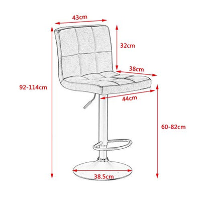 WOLTU® Barhocker BH112dbr-2 2er Set Barstuhl Tresenhocker Bistrohocker Designer Hocker mit Rückenlehne, Kunstleder in Antiklederoptik höhenverstellbar drehbar Stahl Dunkelbraun