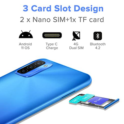 7700mAh Ulefone Note 12P Handy ohne Vertrag 2022 OTG Reverse Charge 6,82-Zoll Android 11 OS Smartphone, Octa-Core 4+64GB/SD-128GB,3-Kartensteckplatz, Schlanke Struktur 4G Dual SIM Handy (Schwarz)