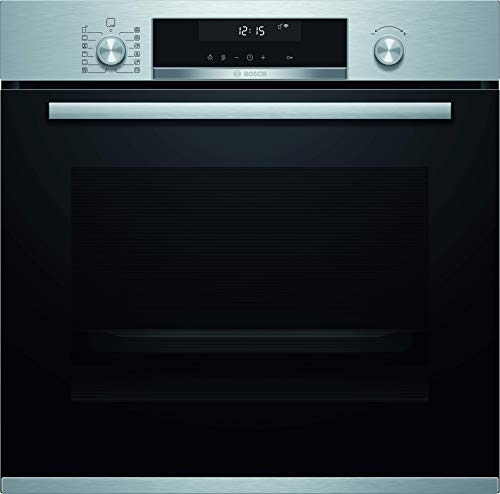 Bosch HBG5780S6 Serie 6 Smarter Einbau-Backofen, 60 x 60 cm, Pyrolyse Selbstreinigung, AutoPilot 30 30 Automatikprogramme, 3D Heißluft Backen auf 3 Ebenen, LCD-Display, Schnellaufheizung, SoftClose