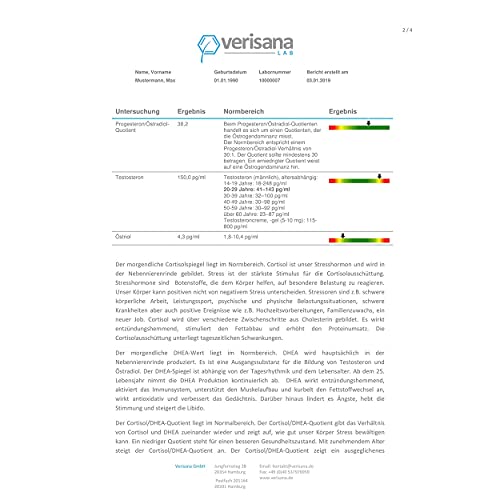 Verisana Hormonprofil PLUS | 6 Sexual- und Stresshormone in einem Hormontest | Umfassende Analyse | Einfach & schnell per Speicheltest