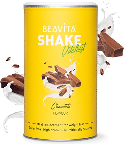 BEAVITA Vitalkost Diät-Shake Schokolade (500g) - Diät Shakes zum Abnehmen - vitamin- und nährstoffreicher Mahlzeitersatz mit Eiweiss Protein Pulver Schokolade - glutenfreier Protein shake zum abnehmen