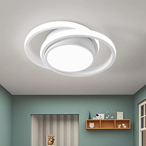 Deckenlampe,32W LED Deckenleuchte,6000K 2500LM Runde Design Deckenlampen Deckenbeleuchtung Lampen für Balkone Flurgarderobe Schlafzimmer Badezimmer Flur Keller Küche Gang Balkon (L27*W23cm) Weiß