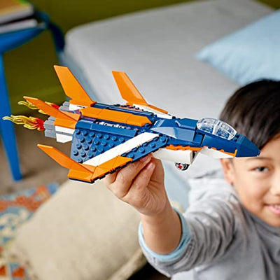 LEGO 31126 Creator 3-in-1 Überschalljet, Flugzeug Hubschrauber und Boot, 3 Modelle zum Bauen, Spielzeug ab 7 Jahre