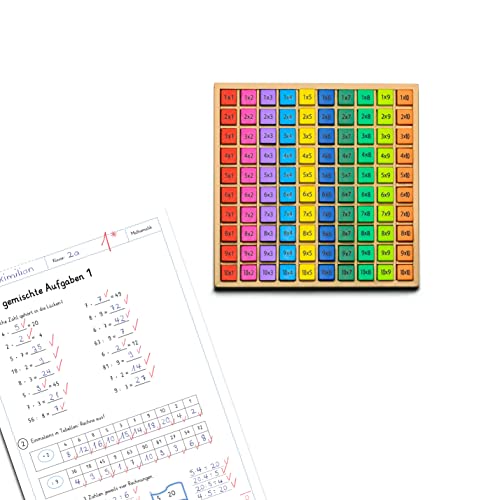 Natureich 1x1 für Grundschüler / Holzrechenbrett / Bunte Würfel mit Aufgaben / Spiel und Spaß für Rechenprofis / Lernen leichtgemacht
