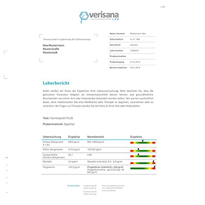 Verisana Hormonprofil PLUS | 6 Sexual- und Stresshormone in einem Hormontest | Umfassende Analyse | Einfach & schnell per Speicheltest