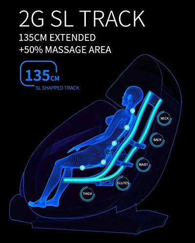 SL Track Zero Gravity Massage Stuhl, Luxus Elektrischer Körpermassagegerät Ganzkörperfuß Shiatsu Massagestuhl Mit Wärme- Und Auto-Body-Scan-Funktion,Braun