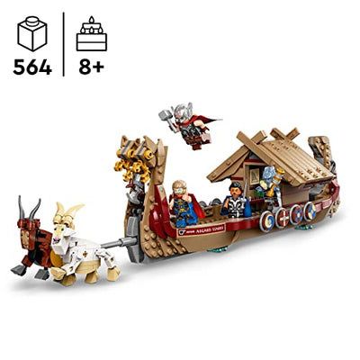 LEGO 76208 Marvel Das Ziegenboot Spielzeug-Schiff aus Thor: Love & Thunder, Avengers-Set zum Bauen mit Minifiguren und Sturmbrecher, Geschenk zu Weihnachten