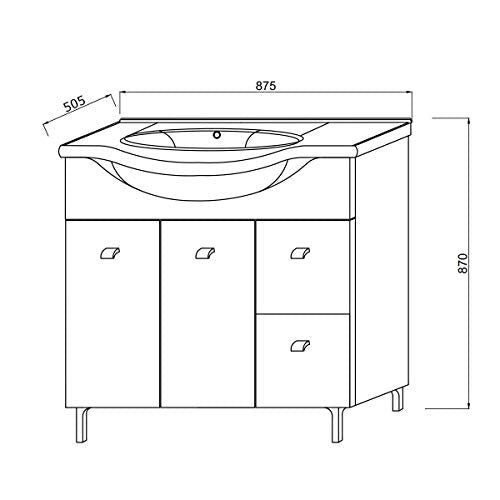 KIAMAMI VALENTINA BADMÖBEL 85 cm MIT UNTERSCHRANK + WASCHTISCH + Spiegel